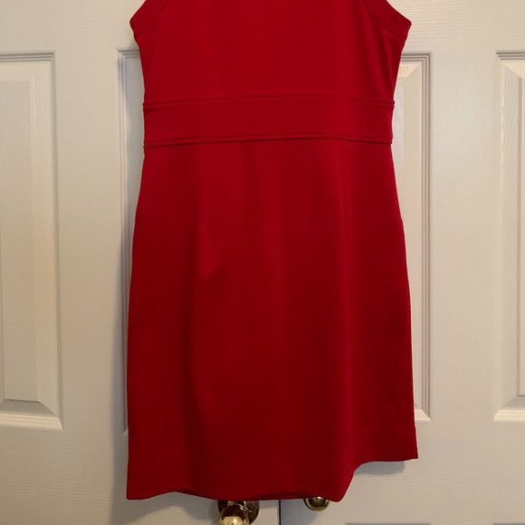 Theme Red Cocktail Ruffle Neckline Holiday Dress Large - Picture 4 of 4